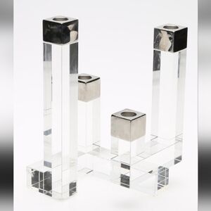 Vintage 1960's Orrefors 4 Armed "Chimney" Crystal Candleabra